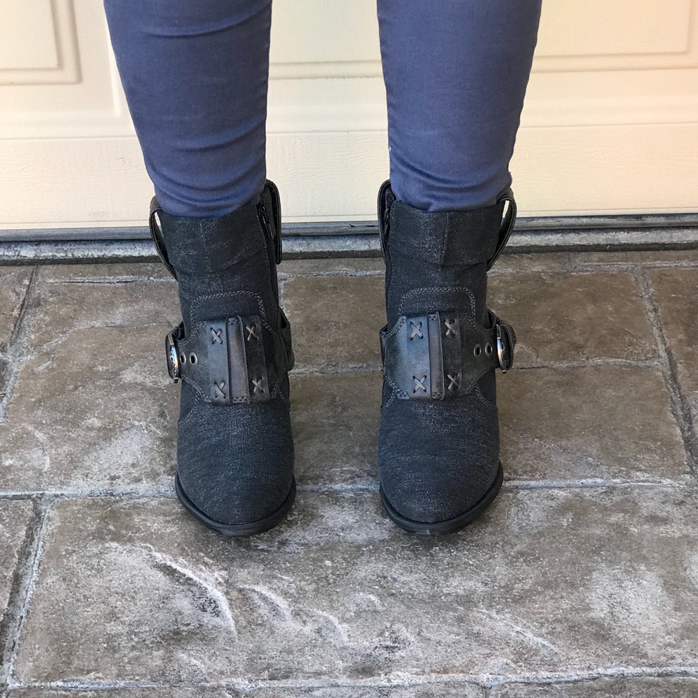 Fold Over Oversized Belted Buckle Tall Ankle Boots - Picture 3 of 8
